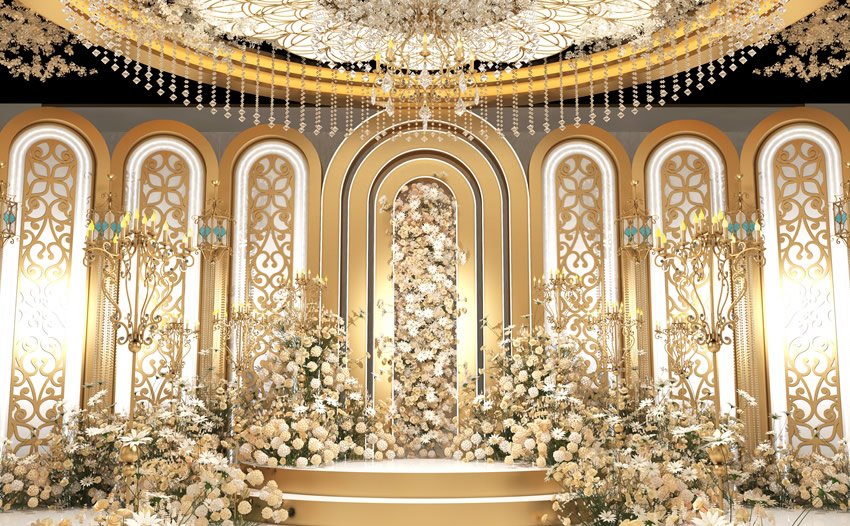 陆良香槟色调婚礼堂效果展示